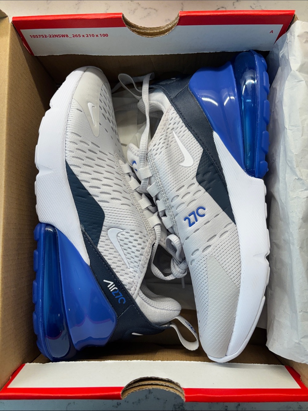 Nike Air Max 270 Kids Sneakers - White, Blue & Gray